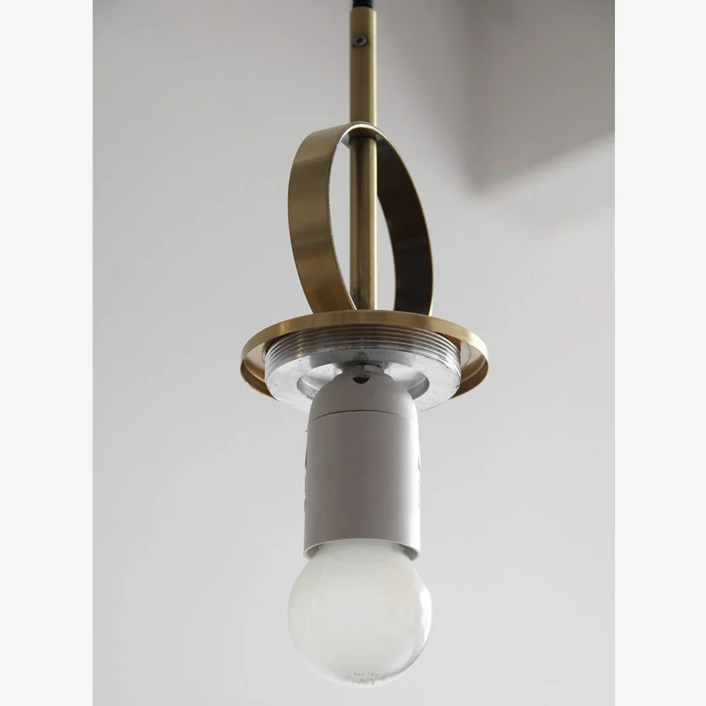 Architectural Brass Arc Ceiling Lamp - Minimalist Frosted Glass Rise-and-Fall Sconce - Image 12