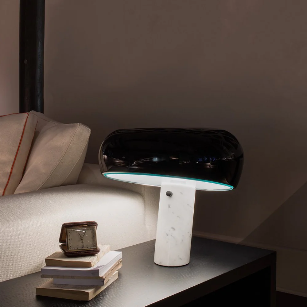 Architectural Marble Base Accent Lamp - Minimalist Glossy Stone Pedestal Light - Image 9