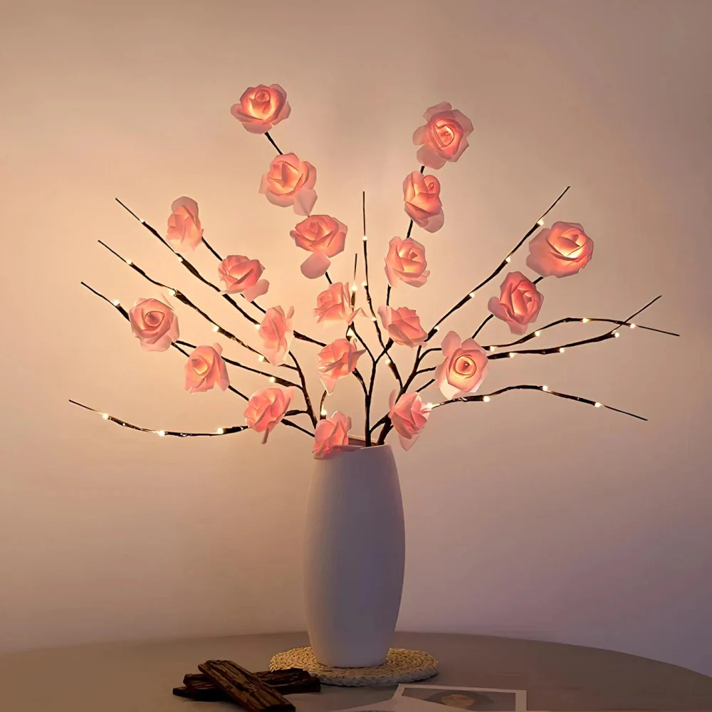 Boho LED Floral Branch Lamp - Battery Powered Willow & Branches Decor - Image 5