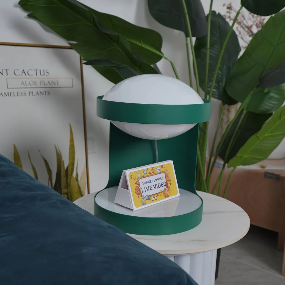 C-Shape Table Light with Frosted Glass Globe - Modern Bauhaus Green - Image 9