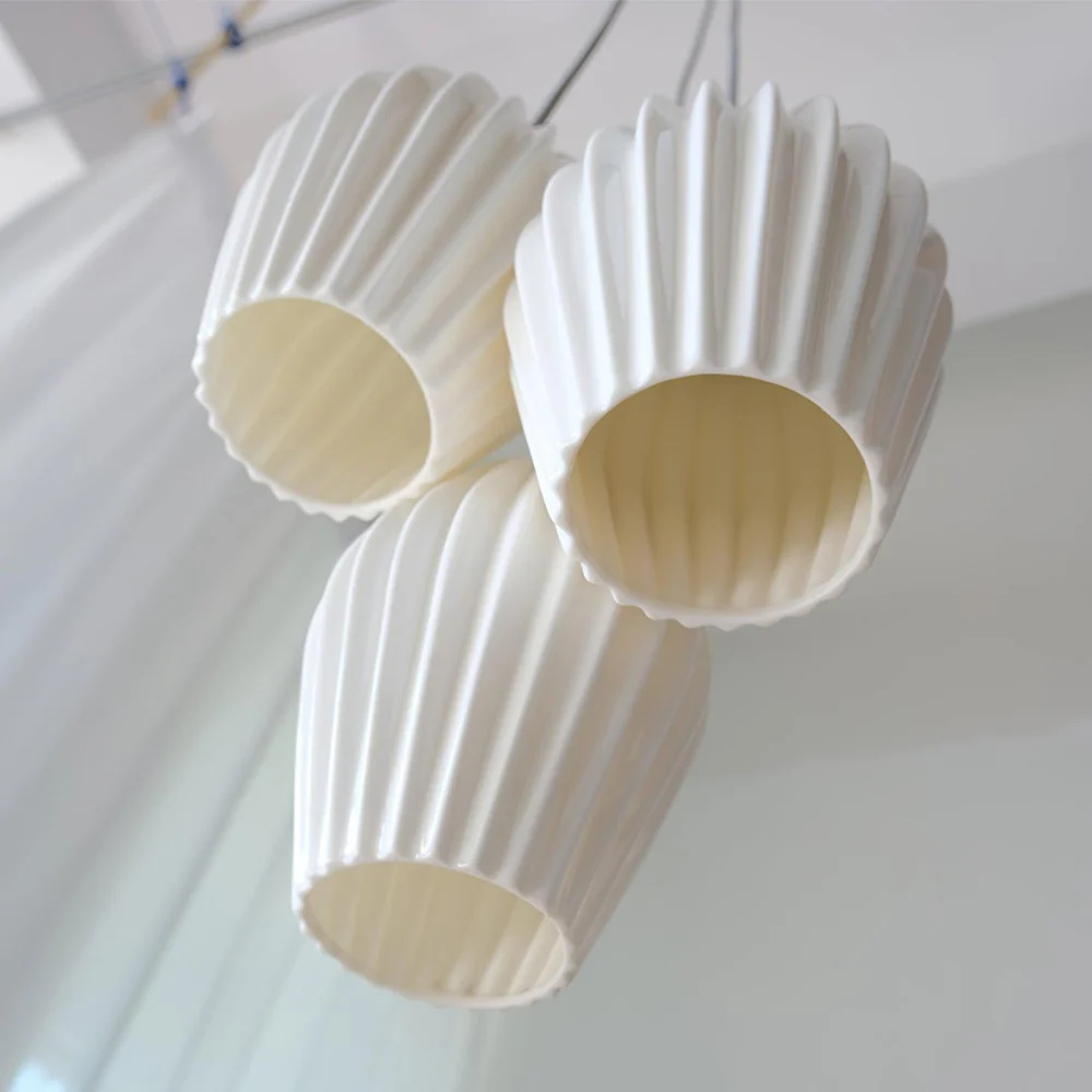 Ceramic Pendant Light with Ribbed Teardrop Shade - Modern Coastal - Image 12
