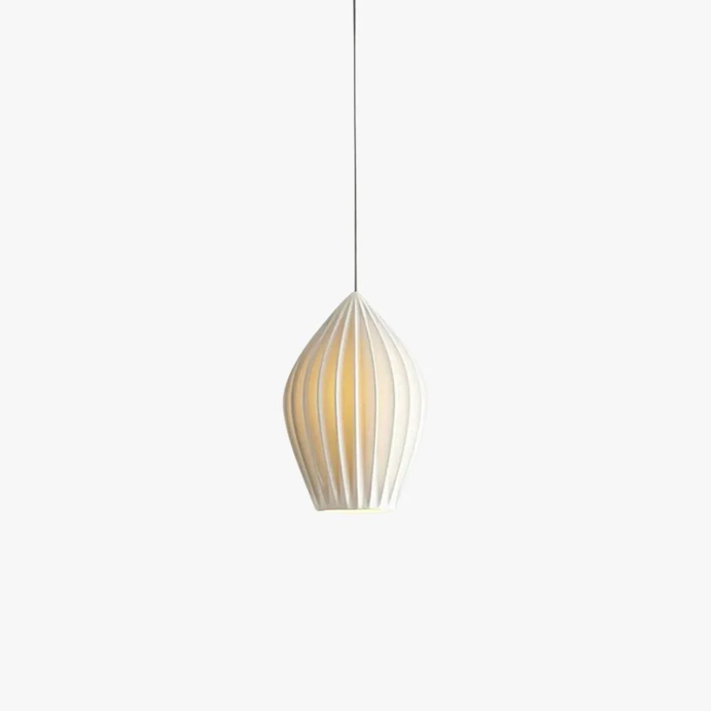 Ceramic Pendant Light with Ribbed Teardrop Shade - Modern Coastal - Image 5
