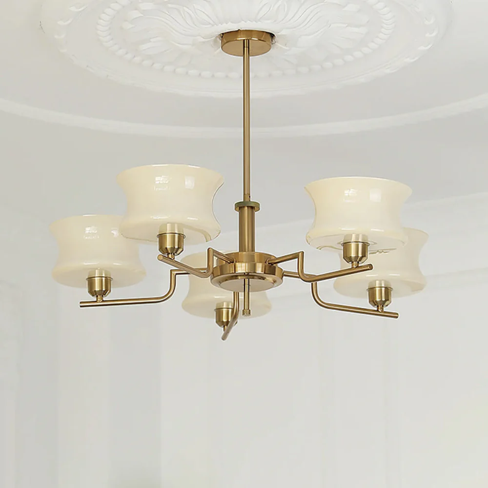 Chandelier with Glass Bell Shades - Mid Century Modern  Light - Image 11