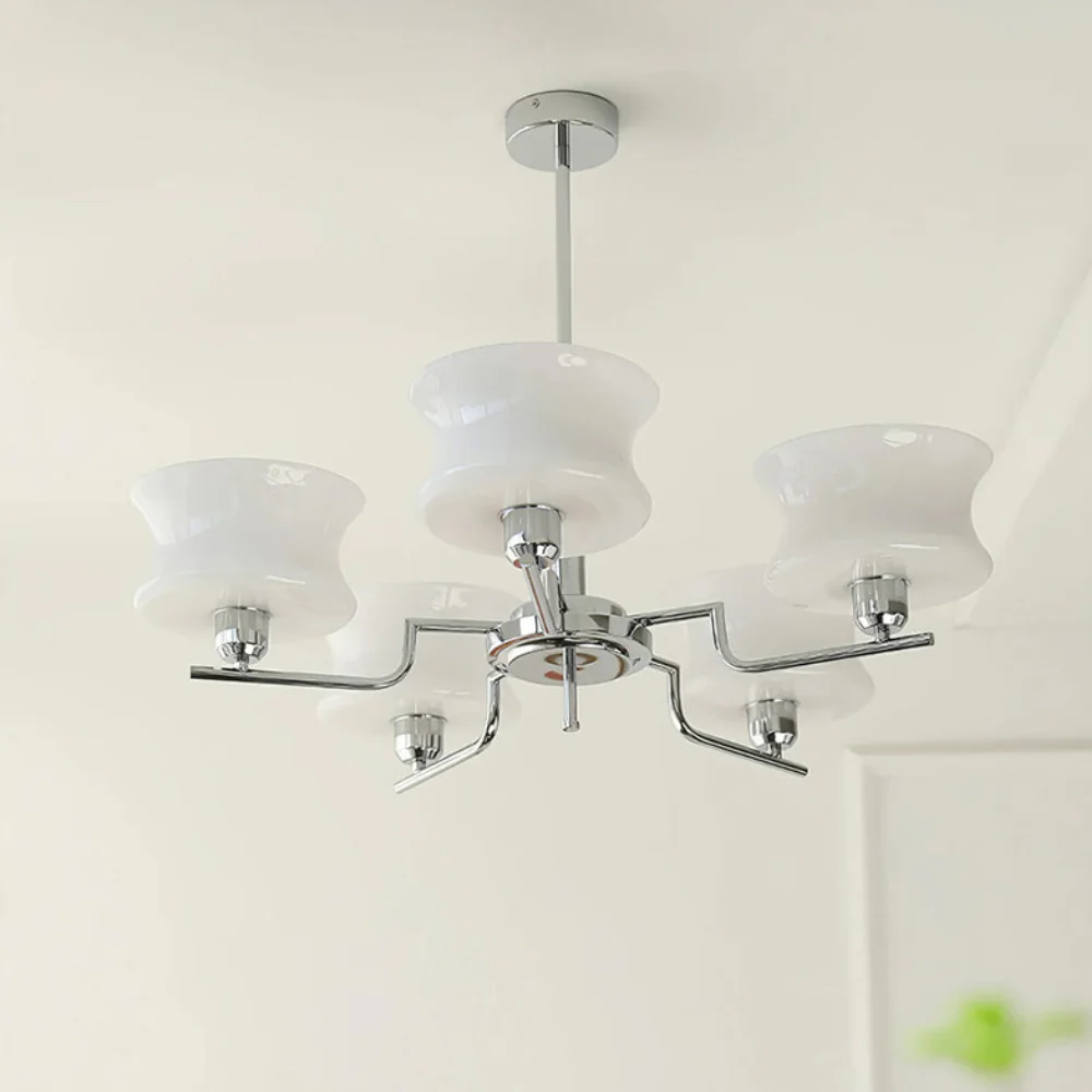 Chandelier with Glass Bell Shades - Mid Century Modern  Light - Image 5