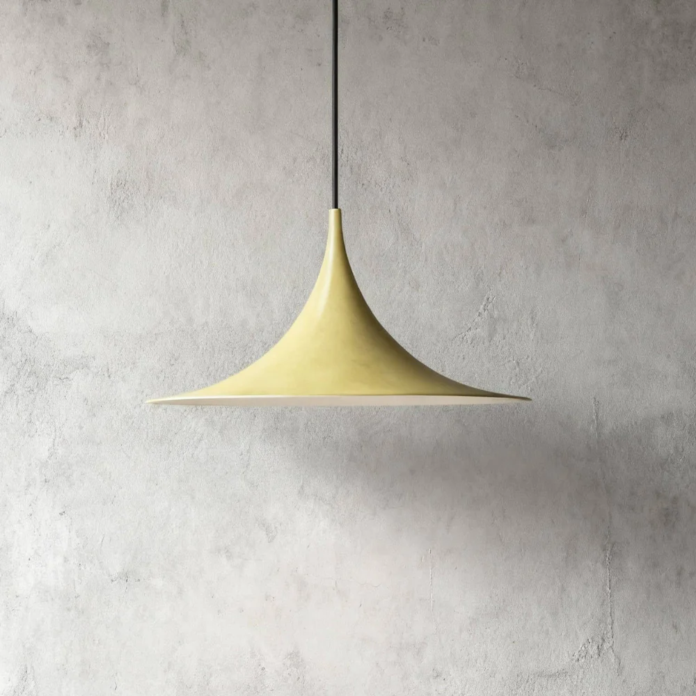 Curved Metal Pendant Light with Steel Shade - Danish Mid Century Style - Image 13
