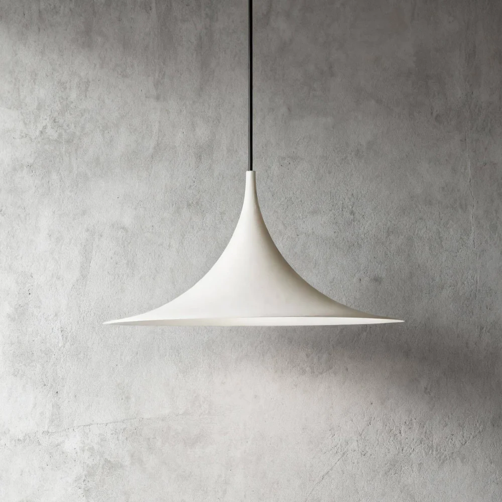 Curved Metal Pendant Light with Steel Shade - Danish Mid Century Style - Image 14