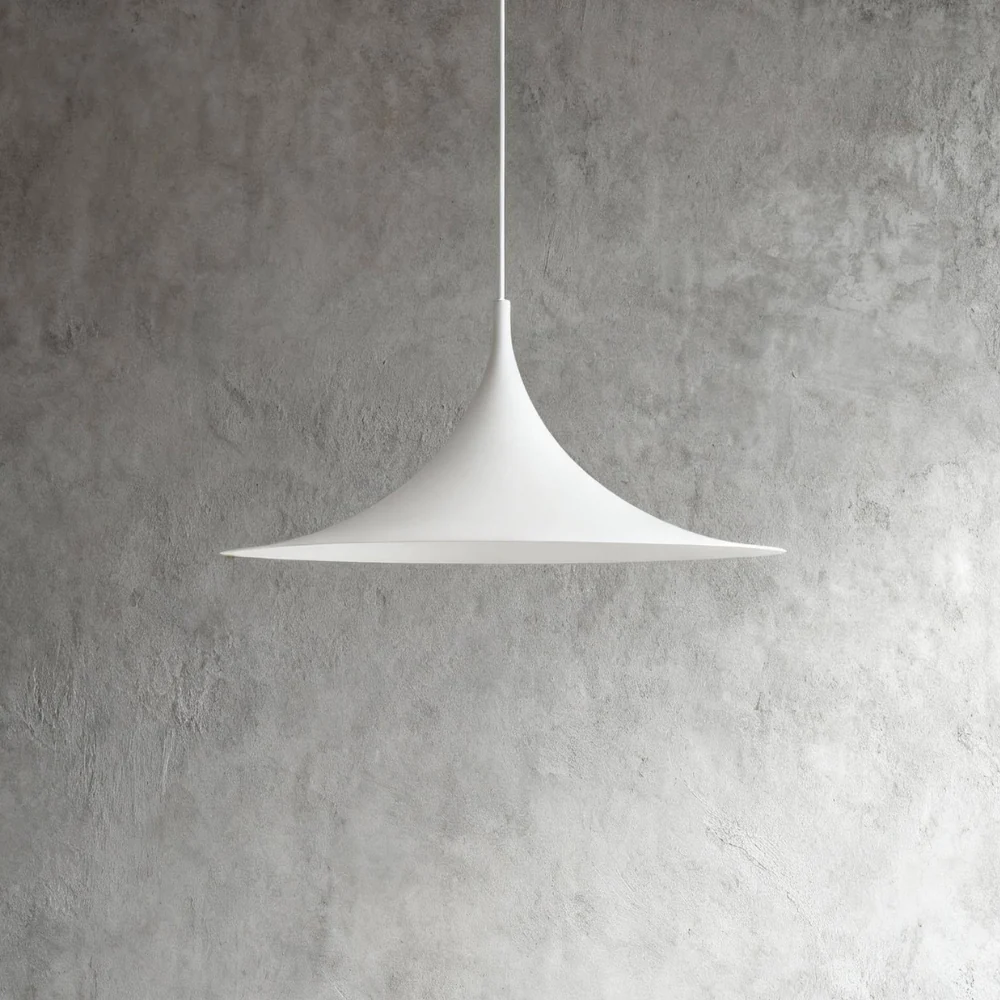 Curved Metal Pendant Light with Steel Shade - Danish Mid Century Style - Image 17