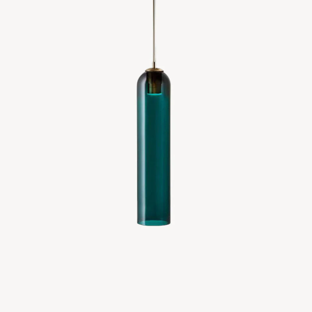 Cylinder Glass Pendant Light with Metal Downrod - Modern Art Deco - Image 18