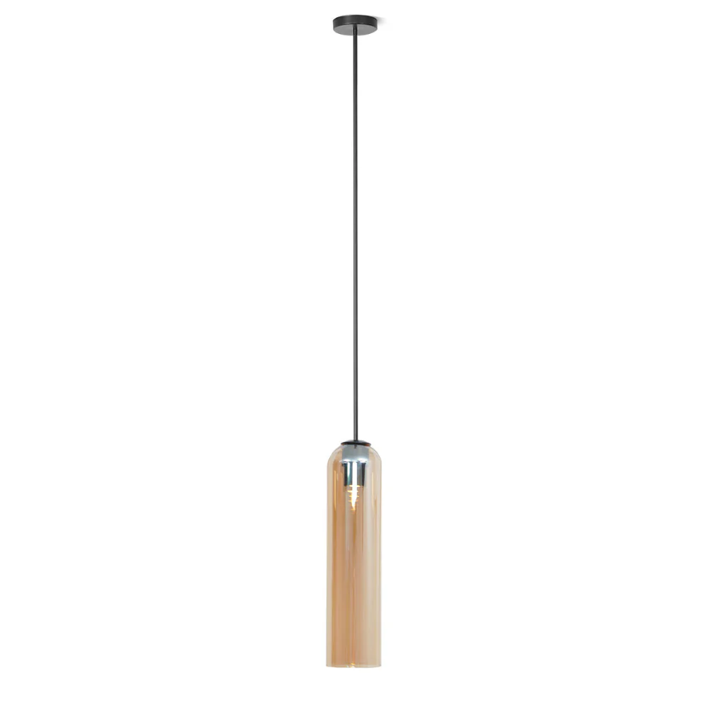 Cylinder Glass Pendant Light with Metal Downrod - Modern Art Deco - Image 44
