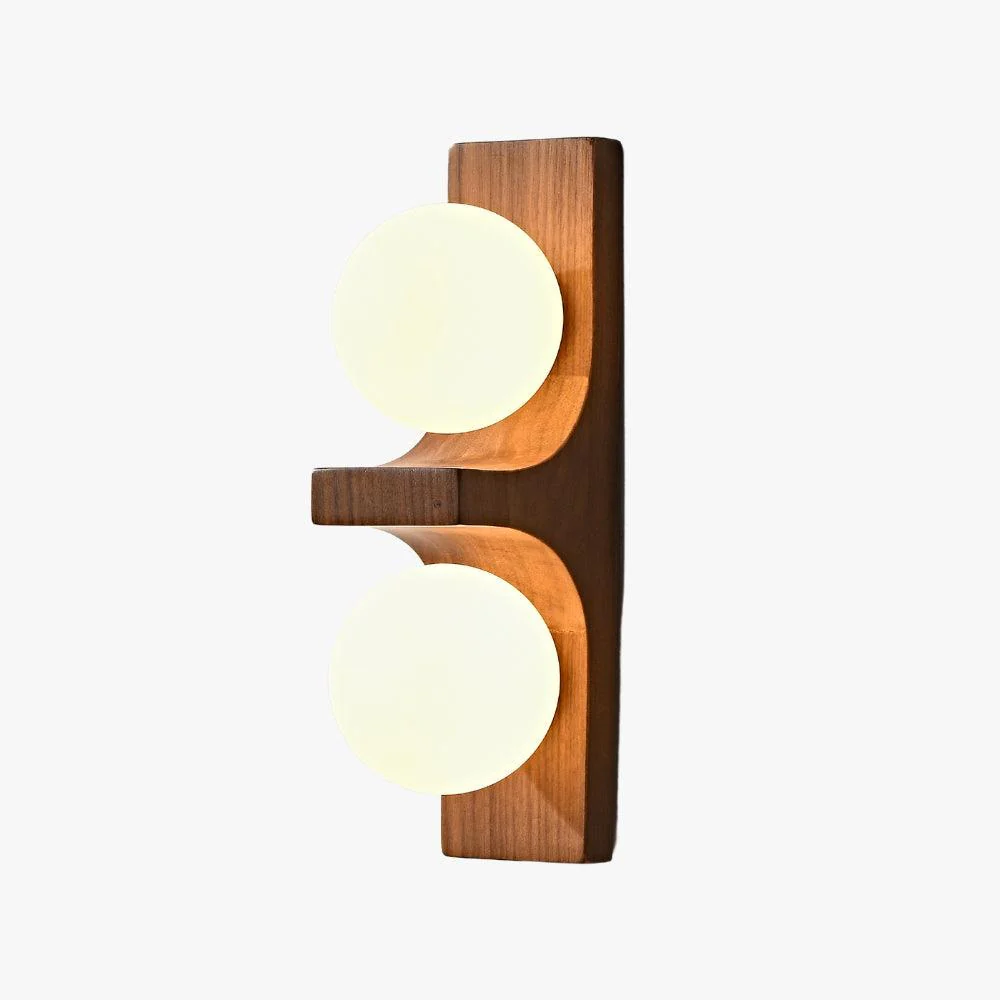 Double Orb Wall Sconce with Carved Wood Base - Mid Century Modern - Image 7
