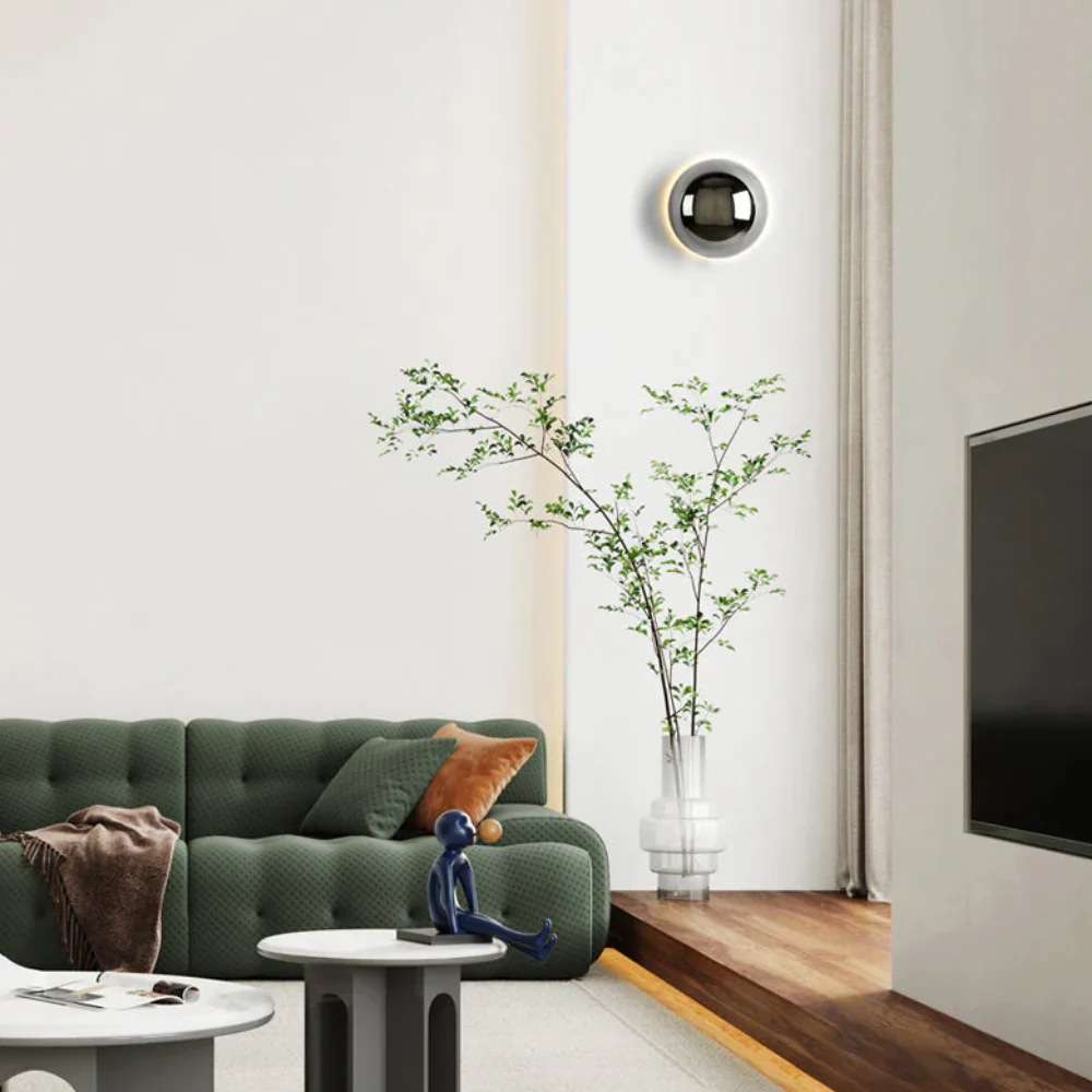 Eclipse Wall Sconce with Halo Backlit Effect - Bauhaus Modern Style - Image 3