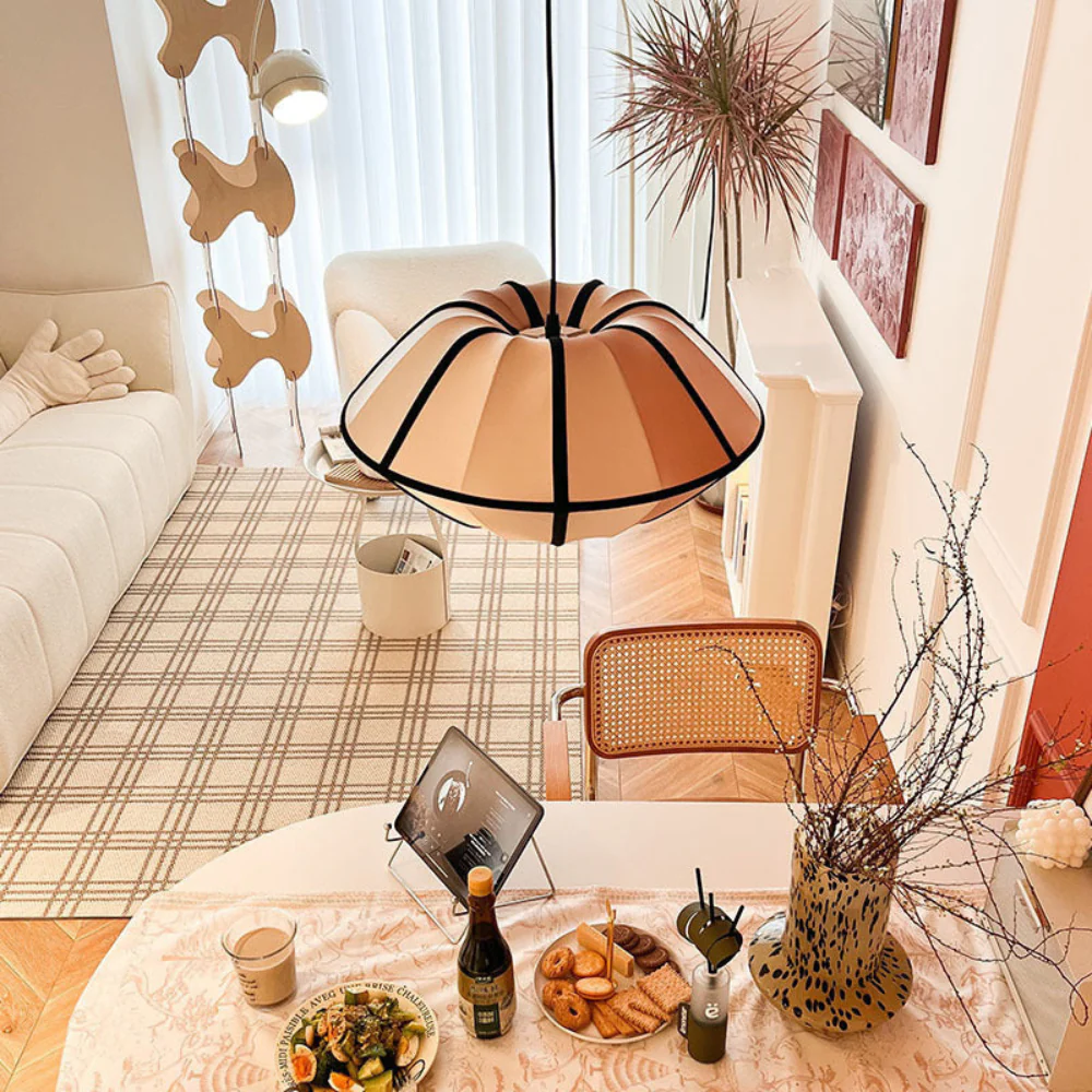 Fabric Pendant Light with Metal Frame - Modern Scandinavian Neutral - Image 14