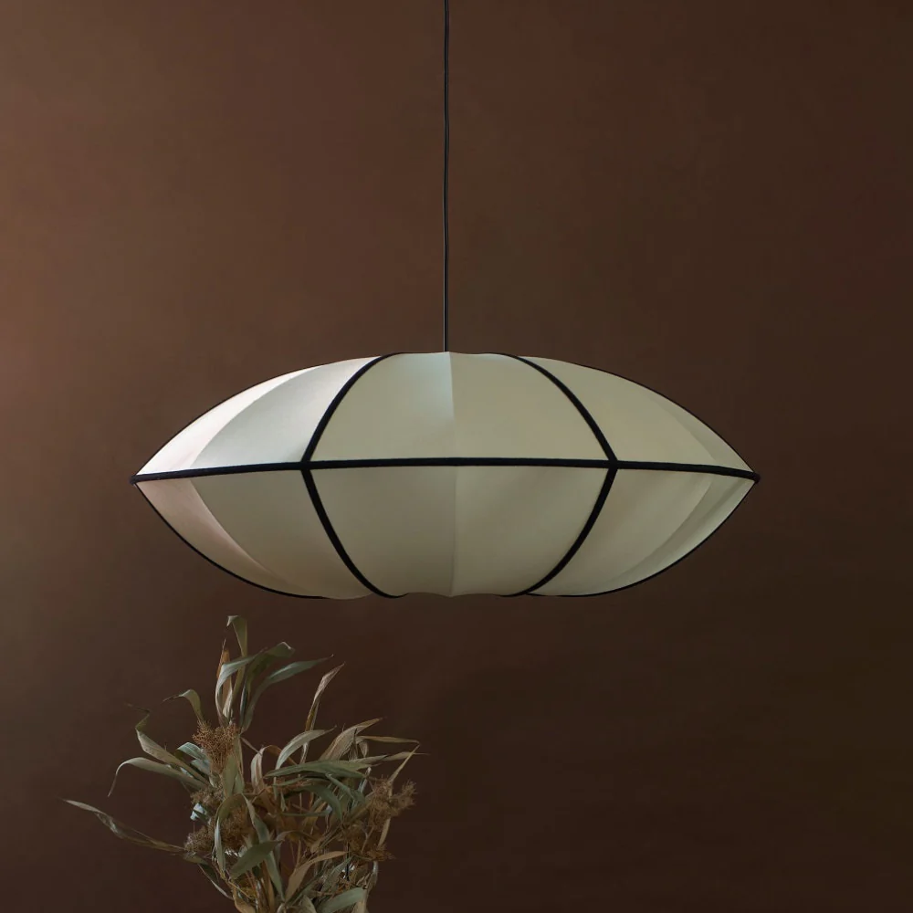 Fabric Pendant Light with Metal Frame - Modern Scandinavian Neutral - Image 9