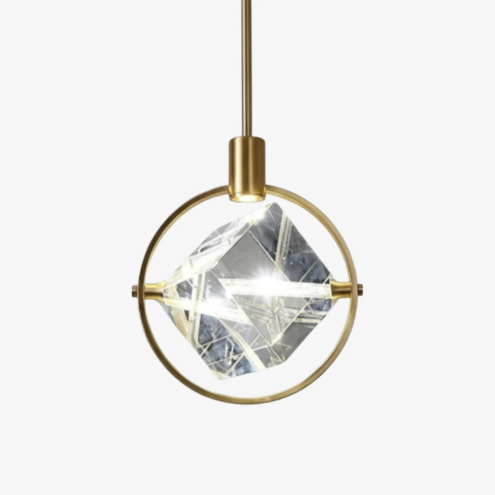 Faceted Crystal Prism Pendant Light - Modern Art Deco Orbital Hanging Lamp