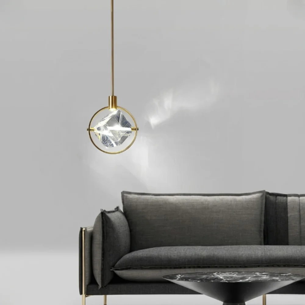 Faceted Crystal Prism Pendant Light - Modern Art Deco Orbital Hanging Lamp - Image 5