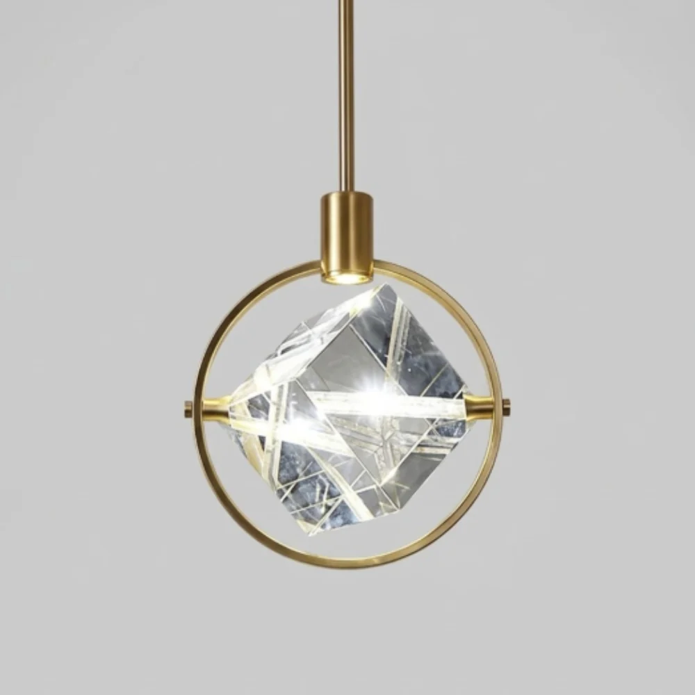 Faceted Crystal Prism Pendant Light - Modern Art Deco Orbital Hanging Lamp - Image 8