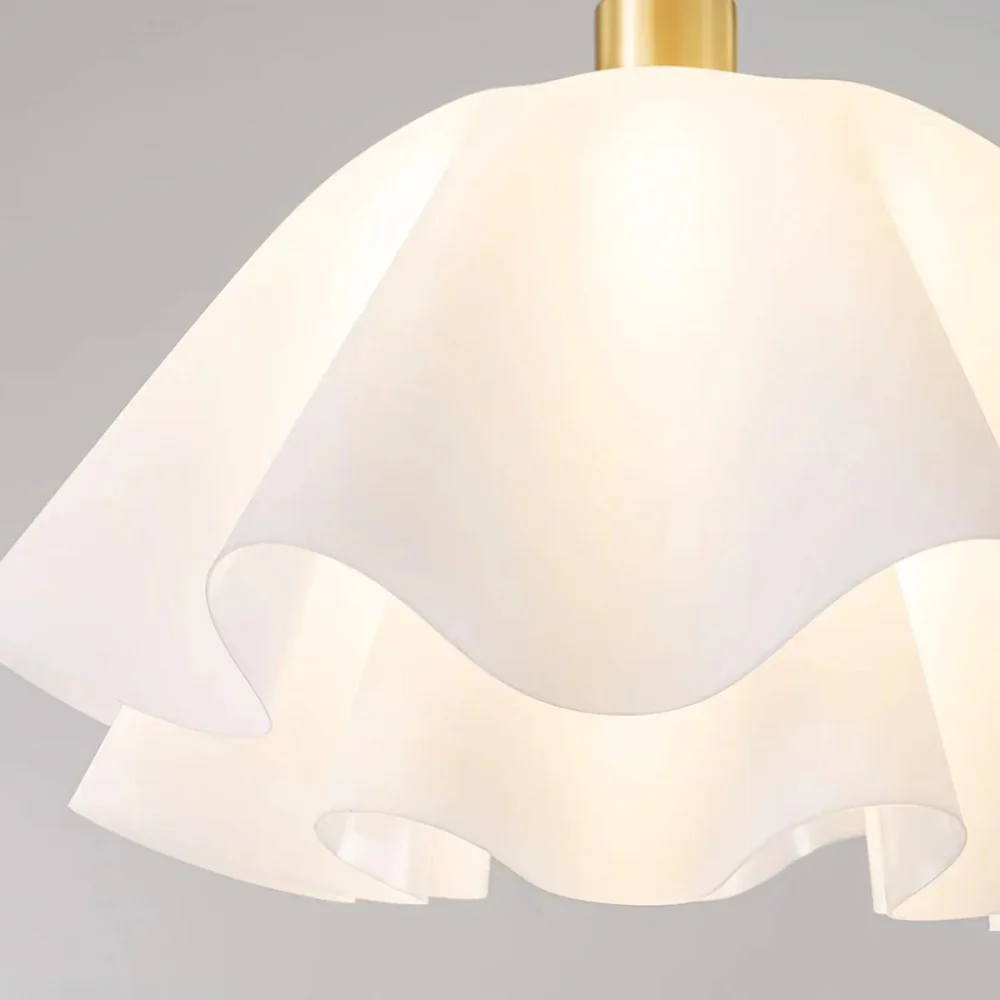 Flower Petal Ceiling Fixture with Brass Base - Transitional Mid Century - Image 7