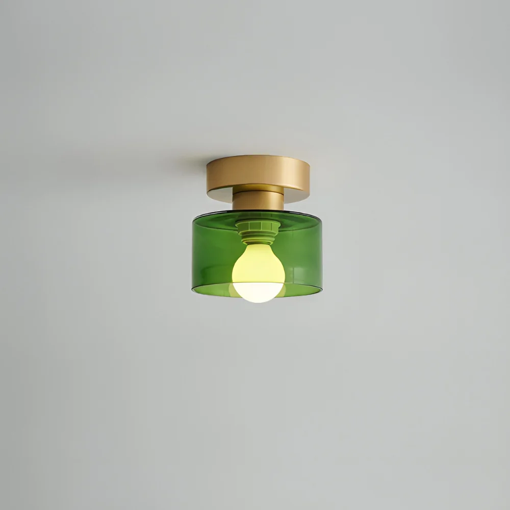 Flush Mount Ceiling Light with Glass Shade - Modern Bauhaus Metallic - Image 10