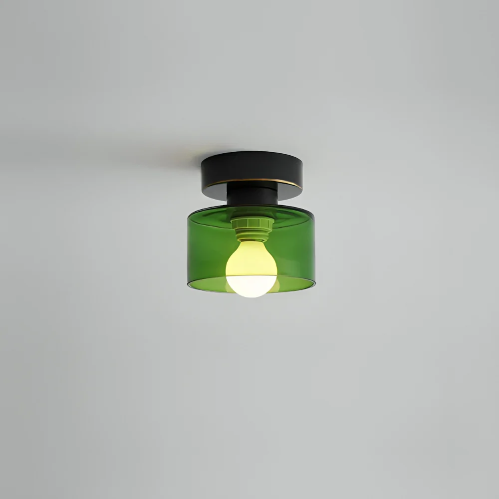 Flush Mount Ceiling Light with Glass Shade - Modern Bauhaus Metallic - Image 6