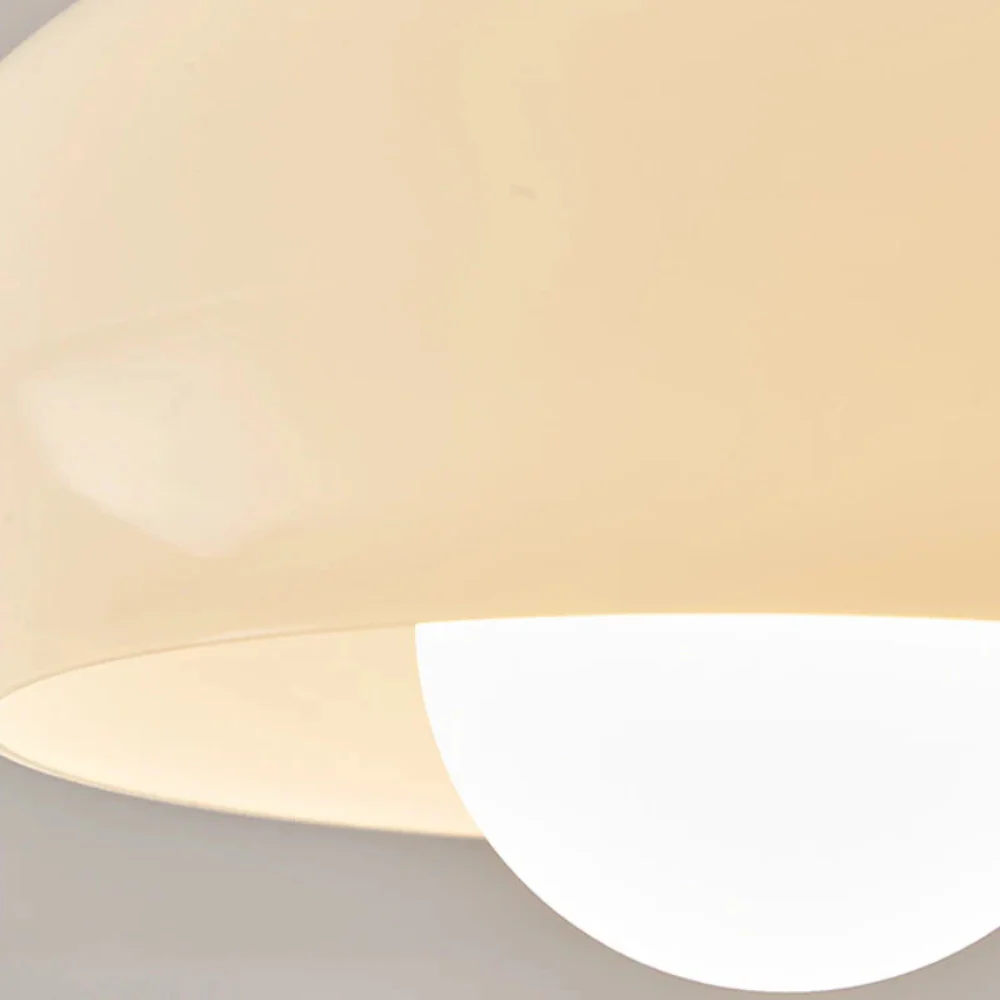 Flush Mount Ceiling Light with Glass Shade - Walnut Mid Century Modern - Image 16
