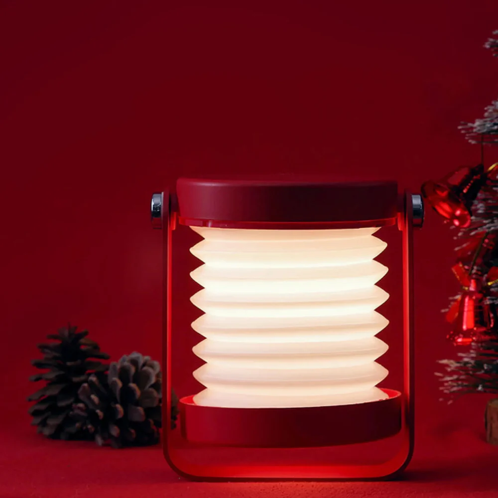 Folding LED Night Light Lantern - USB Rechargeable Timber Accents Lamp - Image 10