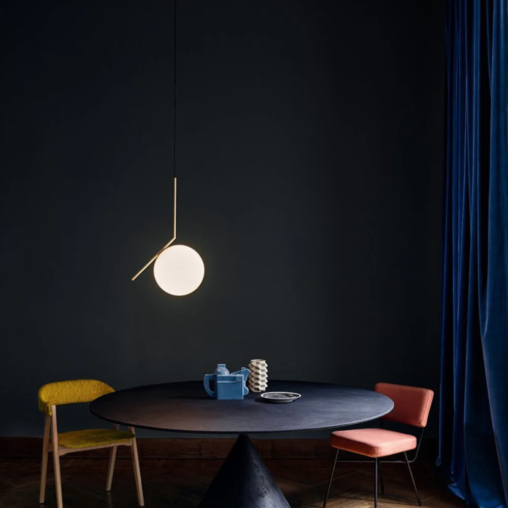 Frosted Glass Orb Hanging Lamp with Minimalist Frame - Multiple Shapes - Image 8