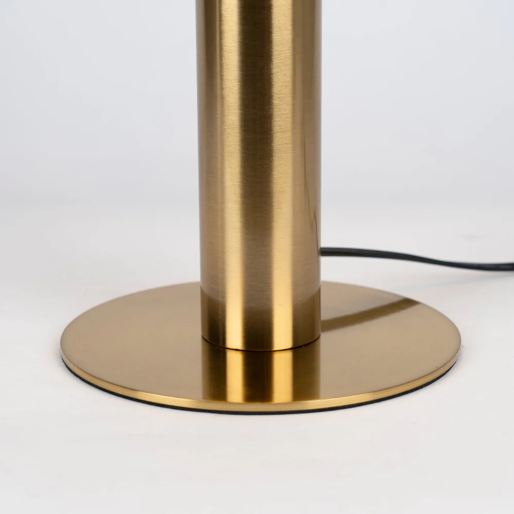 Glass and Alabaster Dome Table Lamp with Metal Base - Mid Century Modern - Image 13
