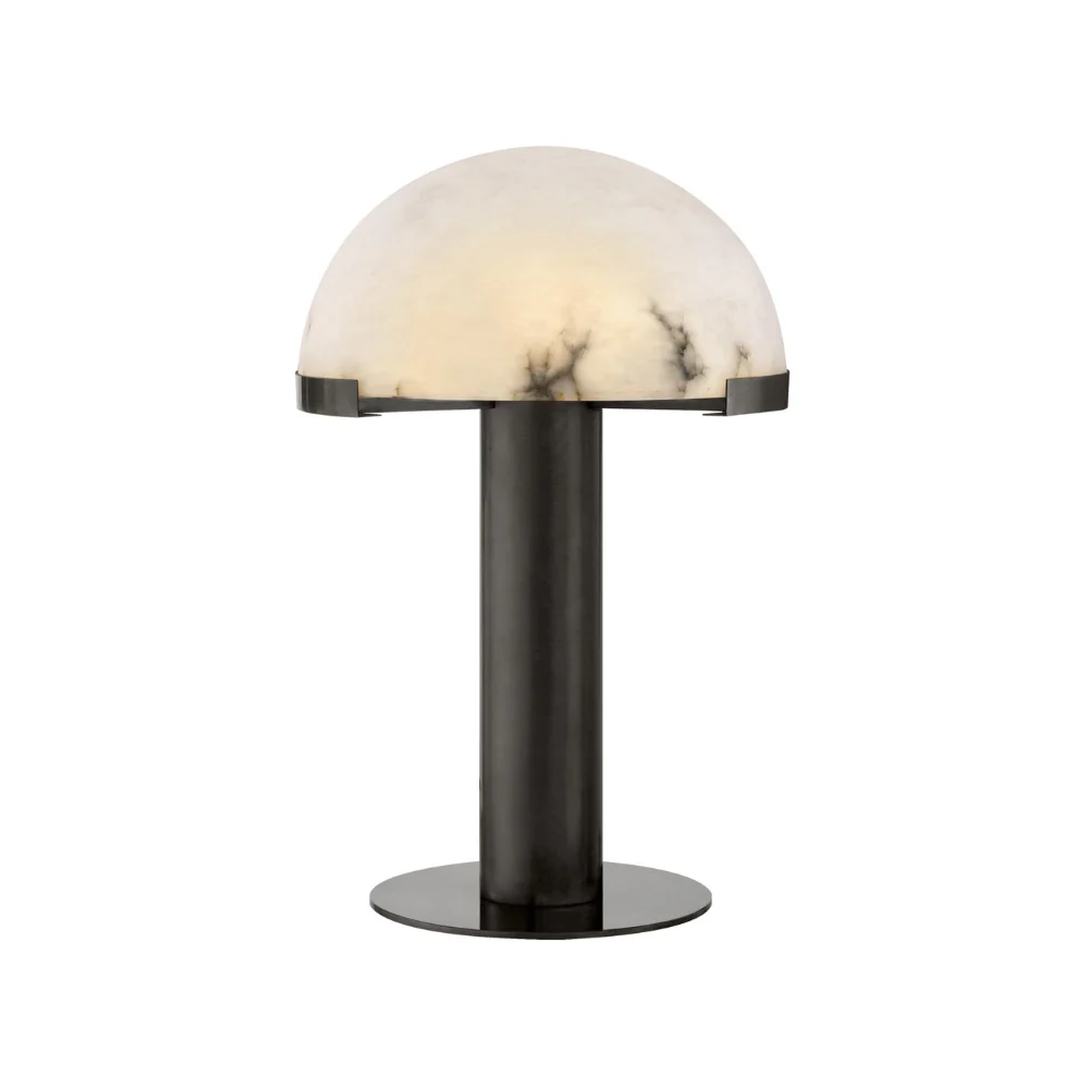 Glass and Alabaster Dome Table Lamp with Metal Base - Mid Century Modern - Image 28
