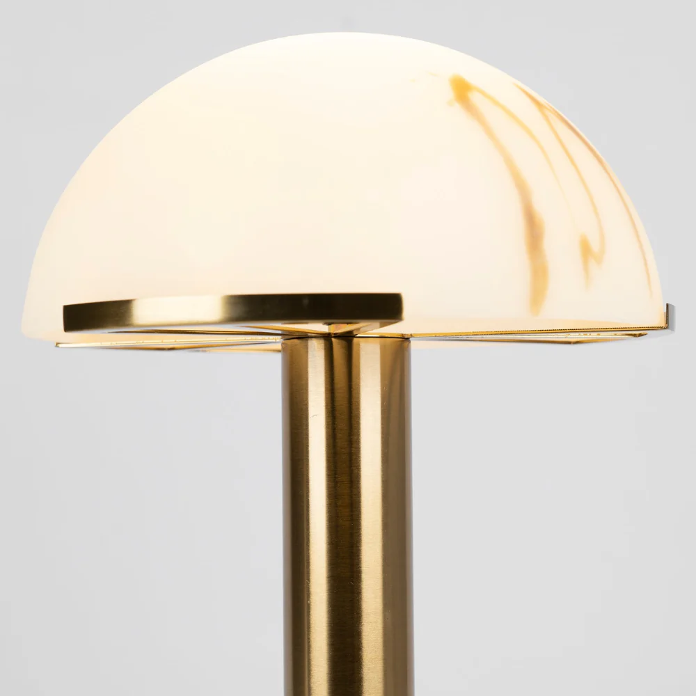 Glass and Alabaster Dome Table Lamp with Metal Base - Mid Century Modern - Image 33
