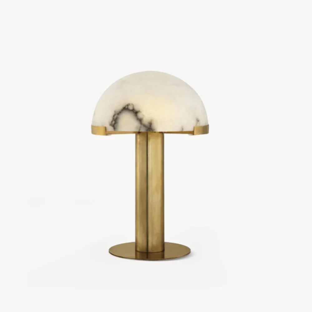 Glass and Alabaster Dome Table Lamp with Metal Base - Mid Century Modern - Image 34