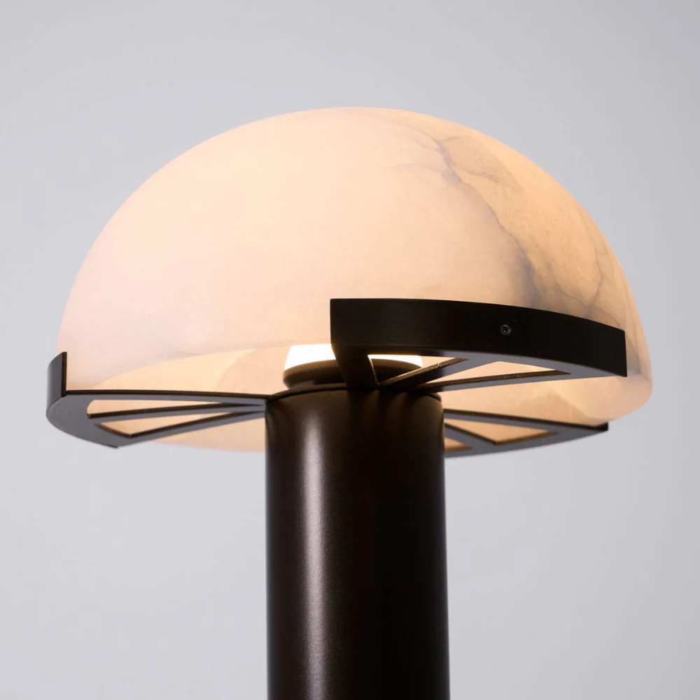Glass and Alabaster Dome Table Lamp with Metal Base - Mid Century Modern - Image 35