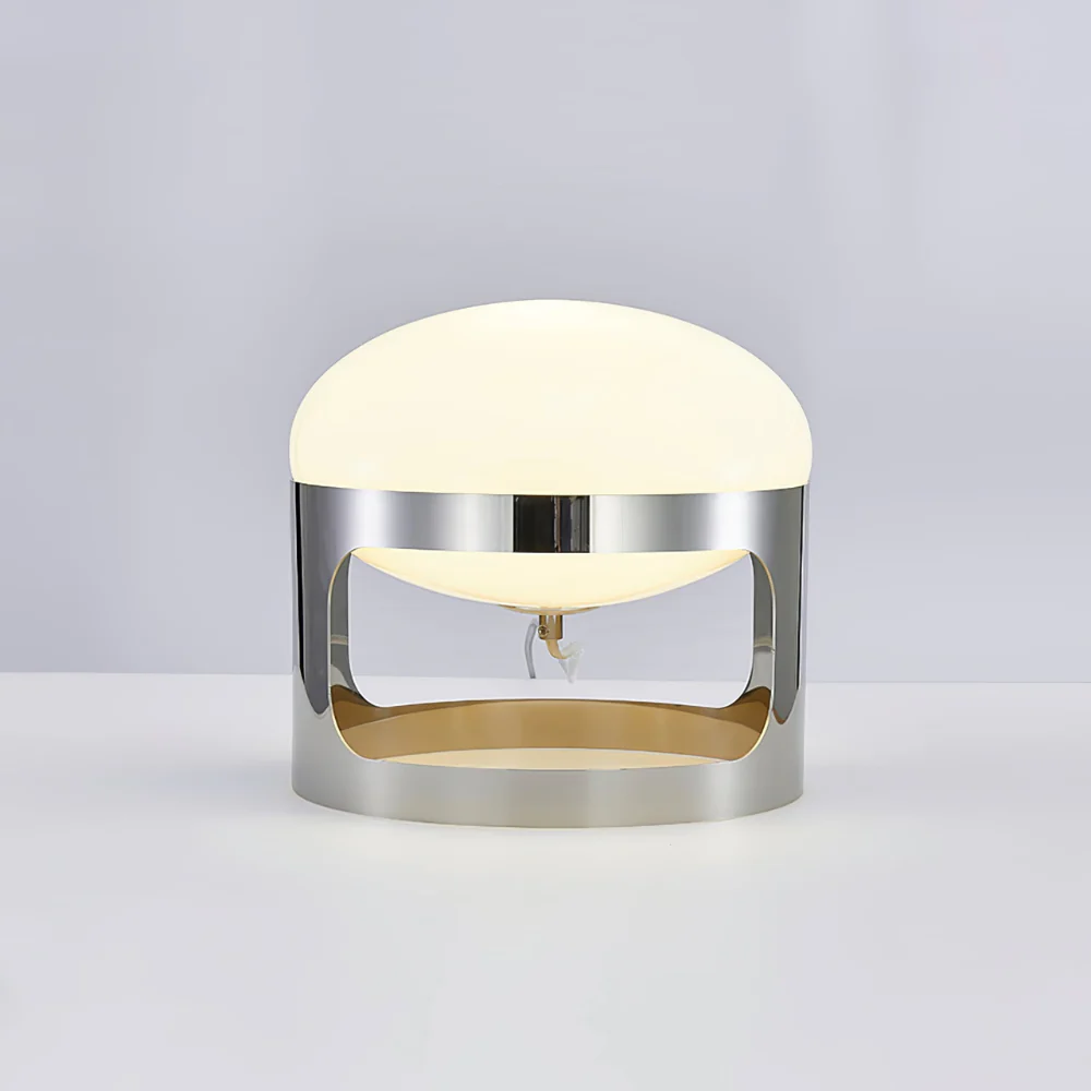 Glass Orb Table Lamp with Chrome Metal Base - Mid Century Modern - Image 3