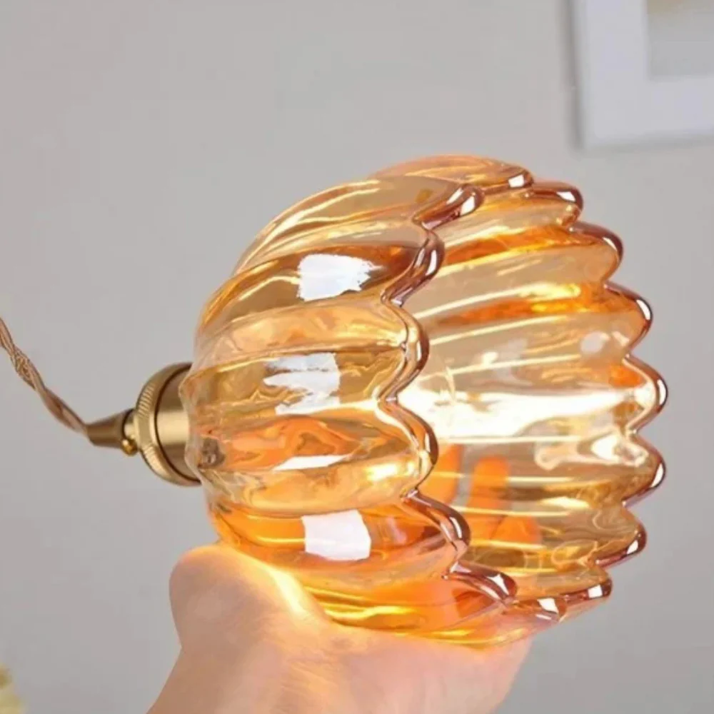 Glass Pendant Light with Scalloped Floral Shade - Retro Mid Century - Image 20