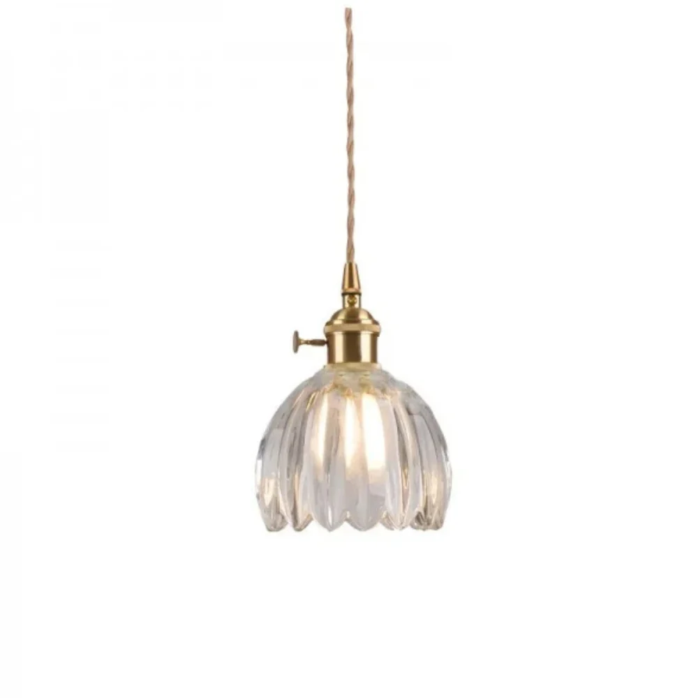 Glass Pendant Light with Scalloped Floral Shade - Retro Mid Century - Image 24