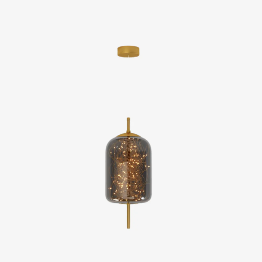 Glass Pendant Light with Smoky Shade and Starlights - Modern Style