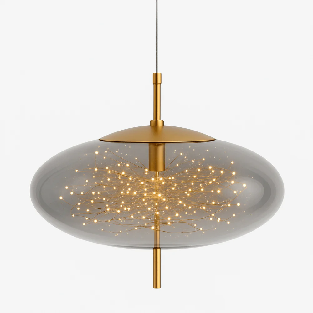 Glass Pendant Light with Smoky Shade and Starlights - Modern Style - Image 10