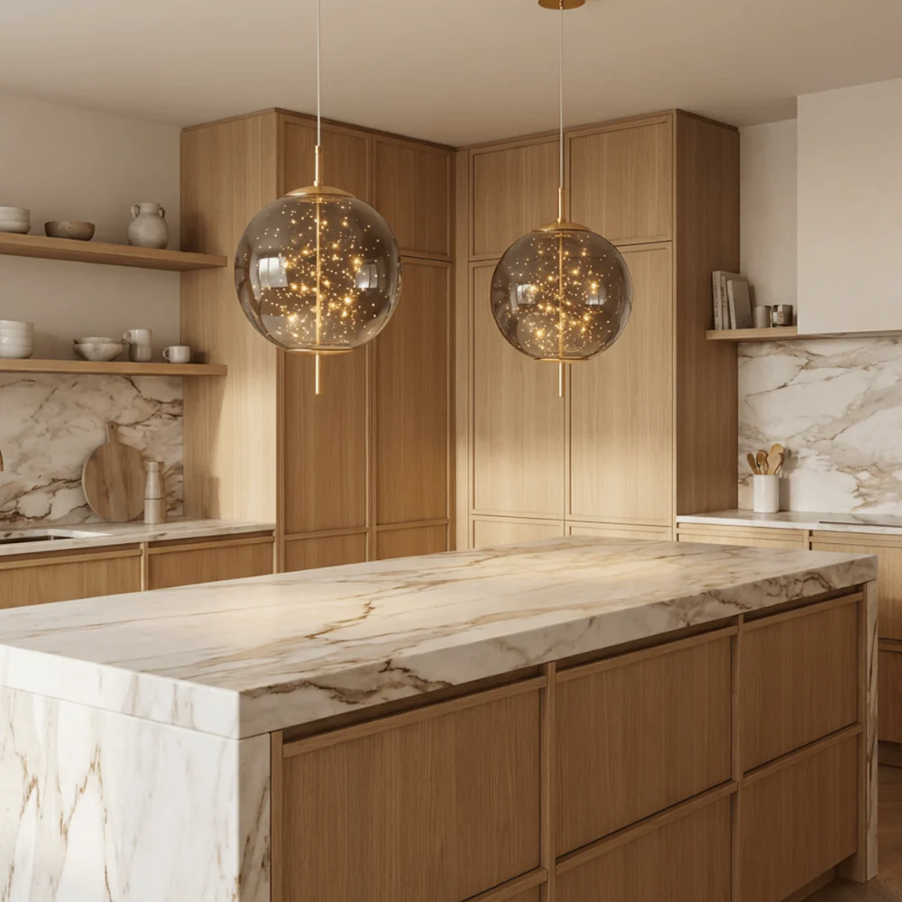 Glass Pendant Light with Smoky Shade and Starlights - Modern Style - Image 12