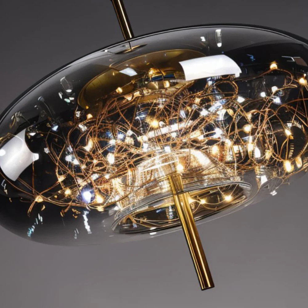 Glass Pendant Light with Smoky Shade and Starlights - Modern Style - Image 15