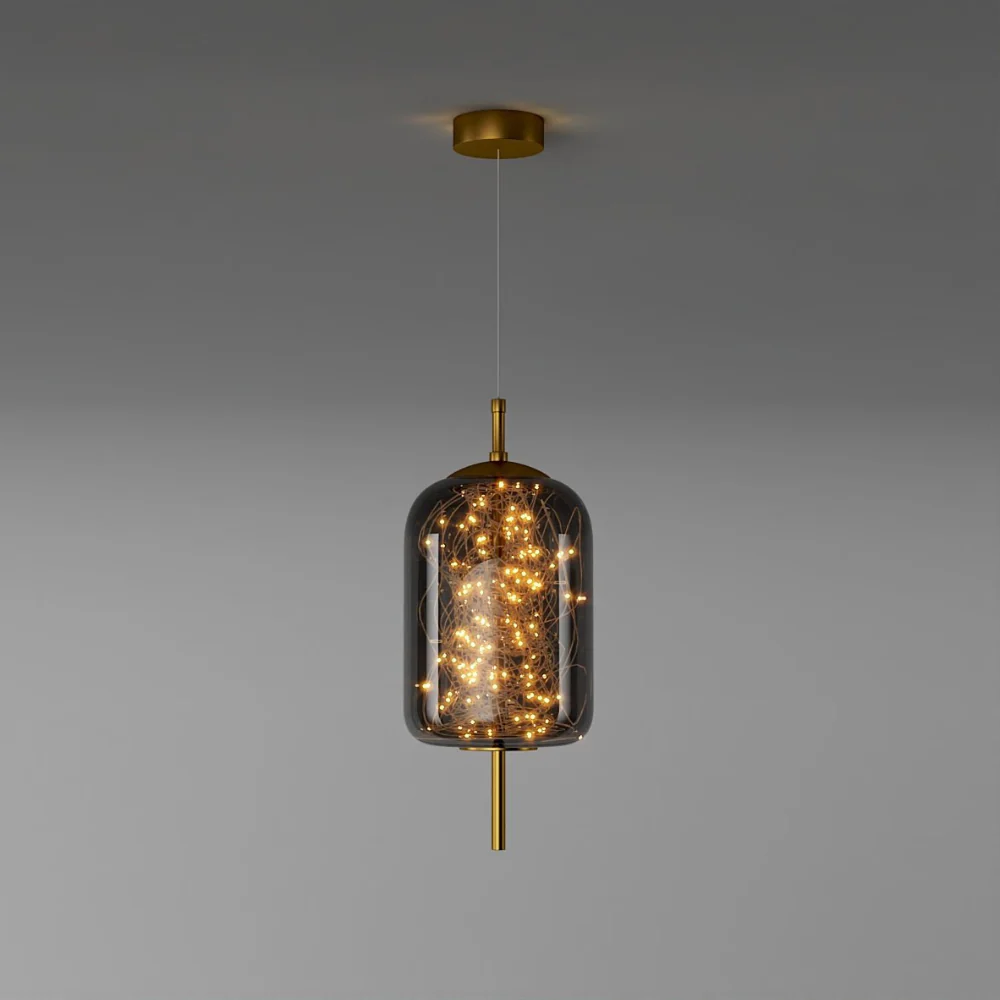 Glass Pendant Light with Smoky Shade and Starlights - Modern Style - Image 18