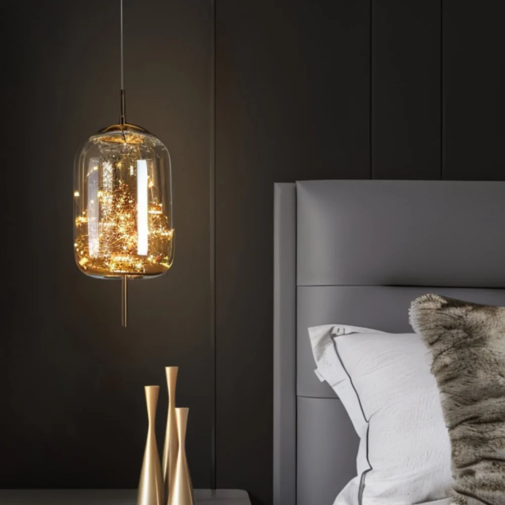 Glass Pendant Light with Smoky Shade and Starlights - Modern Style - Image 19