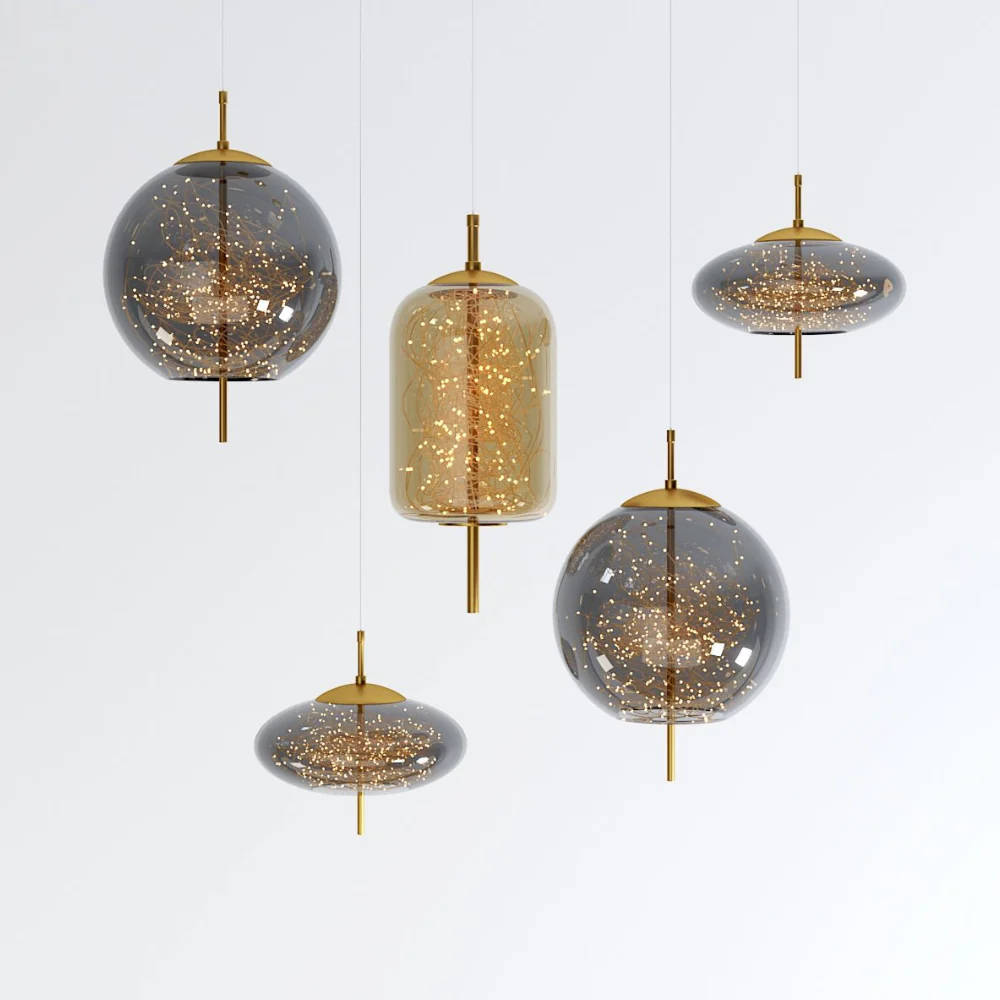Glass Pendant Light with Smoky Shade and Starlights - Modern Style - Image 20