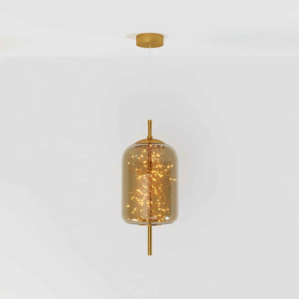 Glass Pendant Light with Smoky Shade and Starlights - Modern Style - Image 4