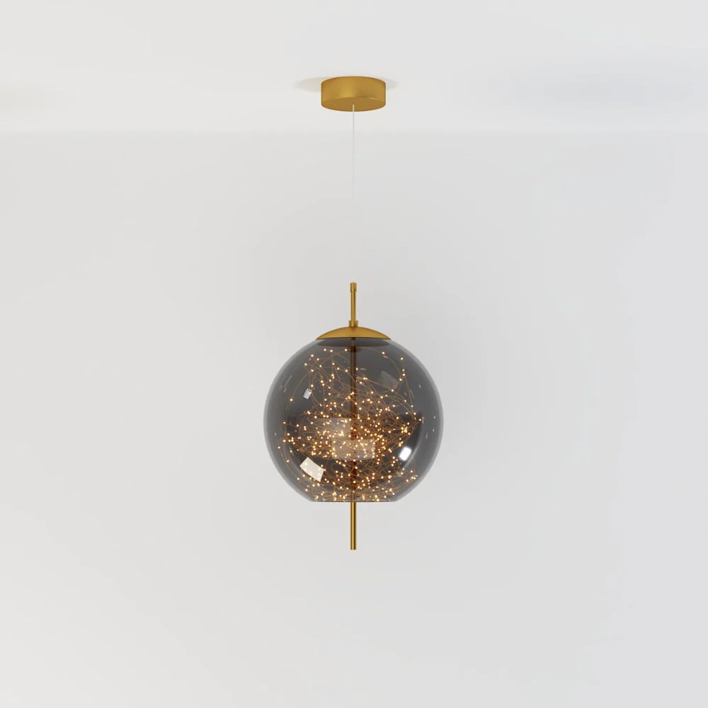 Glass Pendant Light with Smoky Shade and Starlights - Modern Style - Image 5