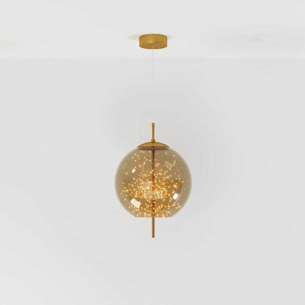 Glass Pendant Light with Smoky Shade and Starlights - Modern Style - Image 6
