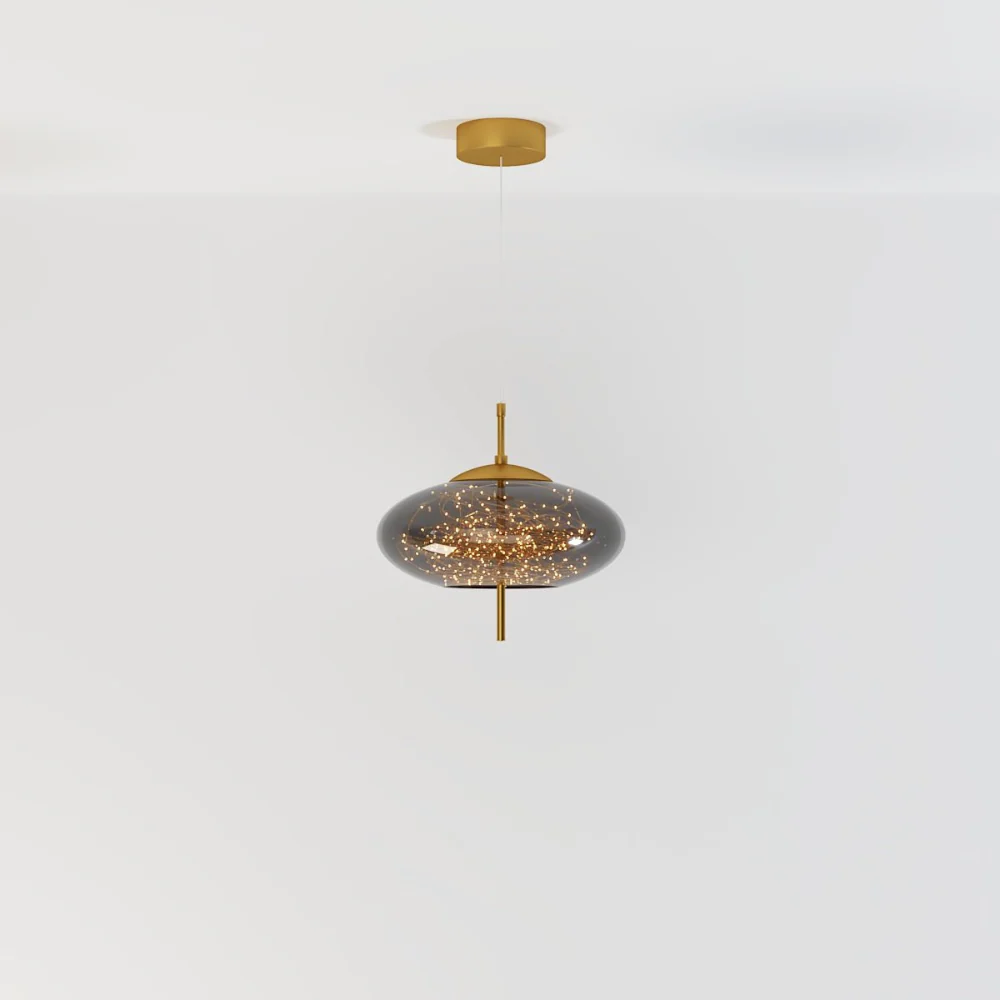 Glass Pendant Light with Smoky Shade and Starlights - Modern Style - Image 7