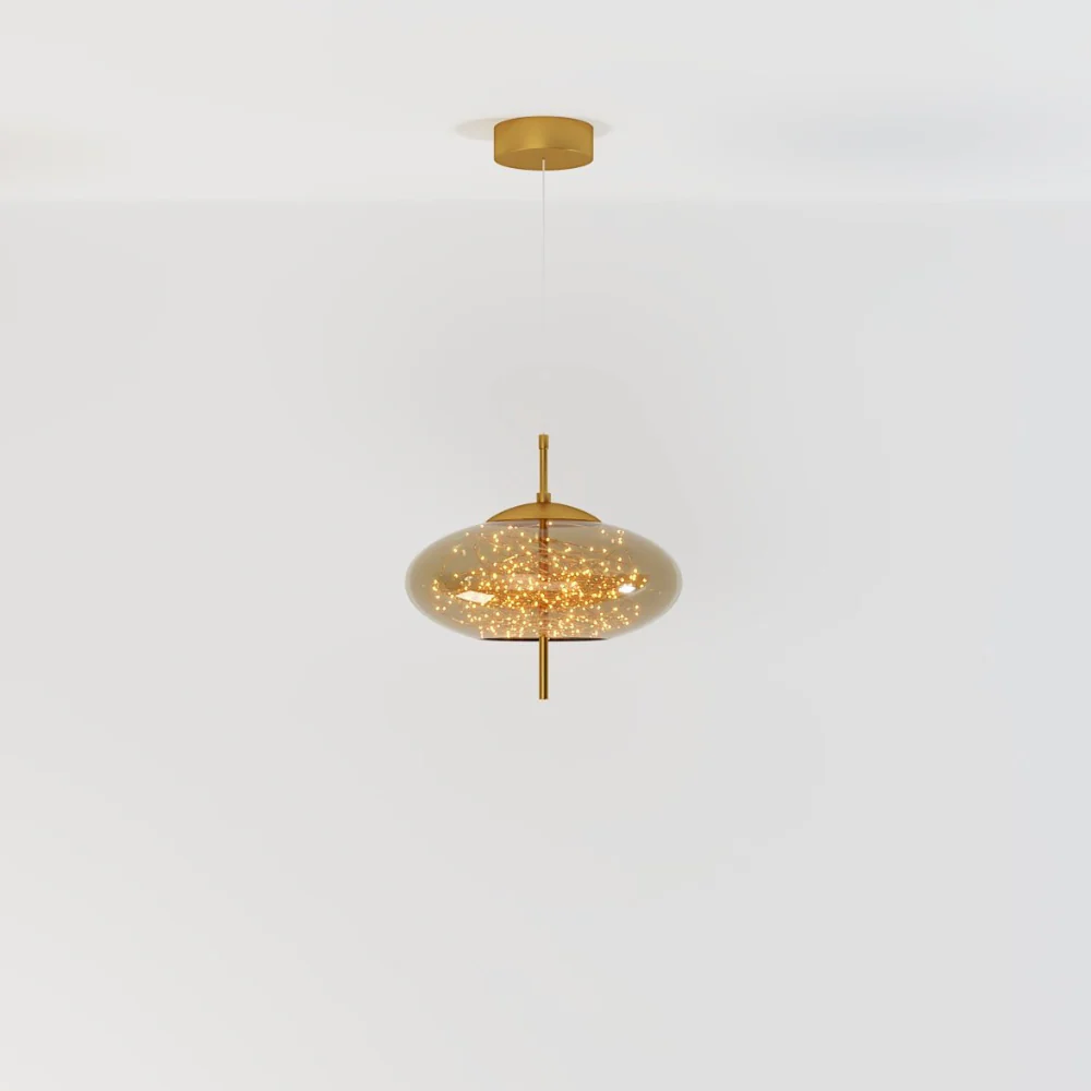 Glass Pendant Light with Smoky Shade and Starlights - Modern Style - Image 8