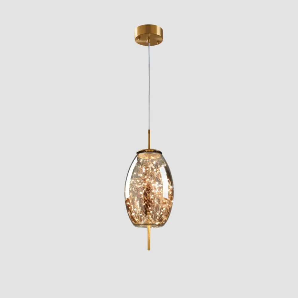 Glass Pendant Light with Smoky Shade and Starlights - Modern Style - Image 9