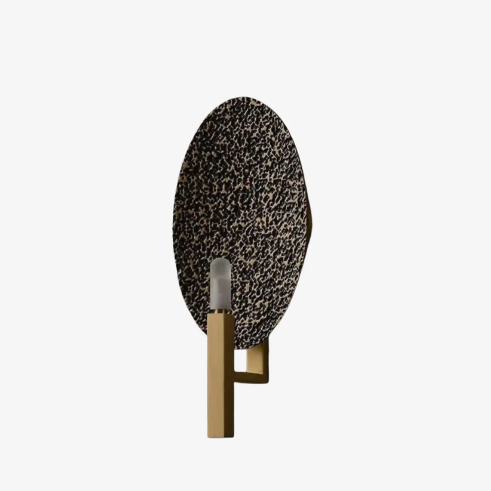 Hammered Copper Oval Wall Sconce - Art Deco Textured Metal Sculpture