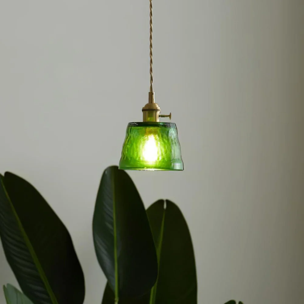 Hammered Glass Pendant Light with Brass Hardware - Nordic Modern Style - Image 13