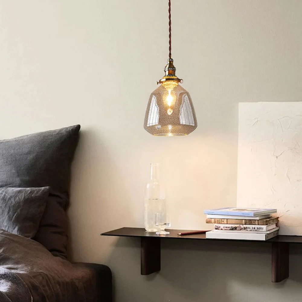 Hanging Ceiling Lamp with Rippled Crystal Glass - Retro Industrial - Image 11